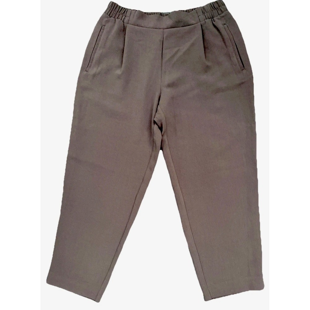 New Brown Cropped Dress Pants Womens Size Large Stretch High Rise Classy Office